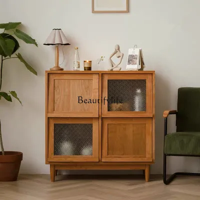 

Japanese Rattan Locker Modern Multi-Function TV Side Cabinet