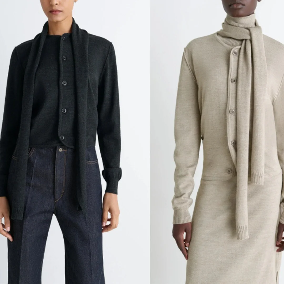 

Новое поступление осени/зимы, женский вязаный кардиган с шарфовым воротником, дизайнерский свитер с галстуком-бабочкой, куртка, топ