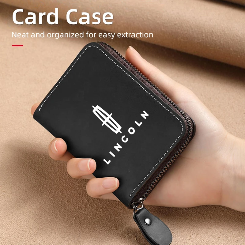 

Car Styling Men's Card Case Wallet Coin Purse Ticket Holder Cash Bag For Lincoln MKZ MKX Aviator Navigator Continental Corsair M
