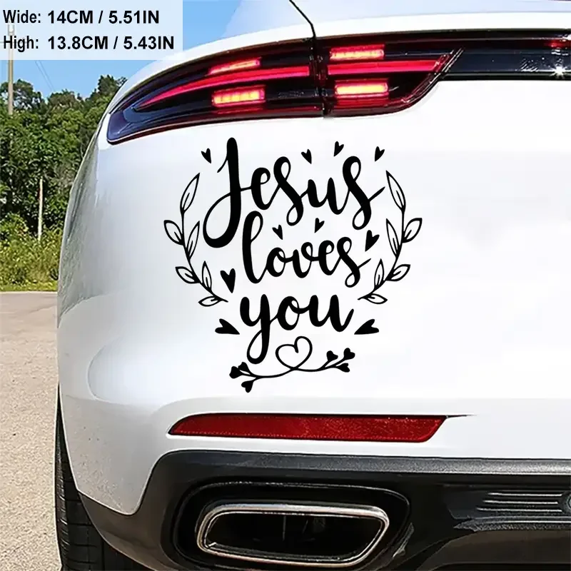 Jesus Loves You Heart Car Stickers For Laptop Water Bottle Motorcycle Vehicle Paint Window Wall Cup Toolbox Guitar Scooter Decal