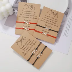 2pcs/pair Infinity Charm Bracelet Silver Color Infinite Knot Adjustable Black Red Silk String Bijoux Jewelry For Women