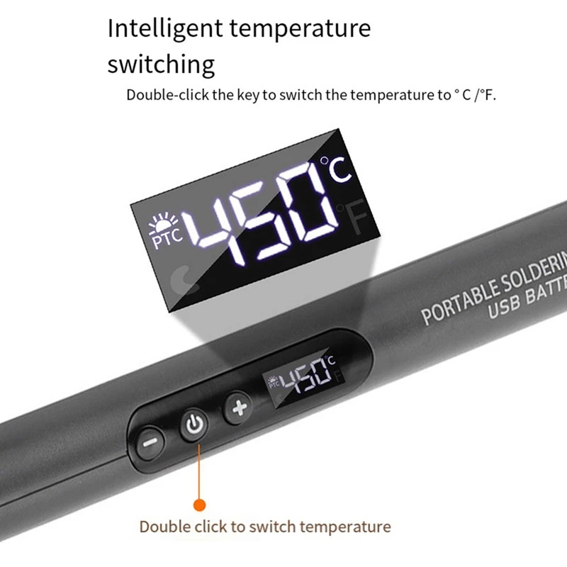 Soldador Digital USB, 300-450 ℃ temperatura ajustable, interfaz tipo C, batería, herramienta de soldadura inteligente