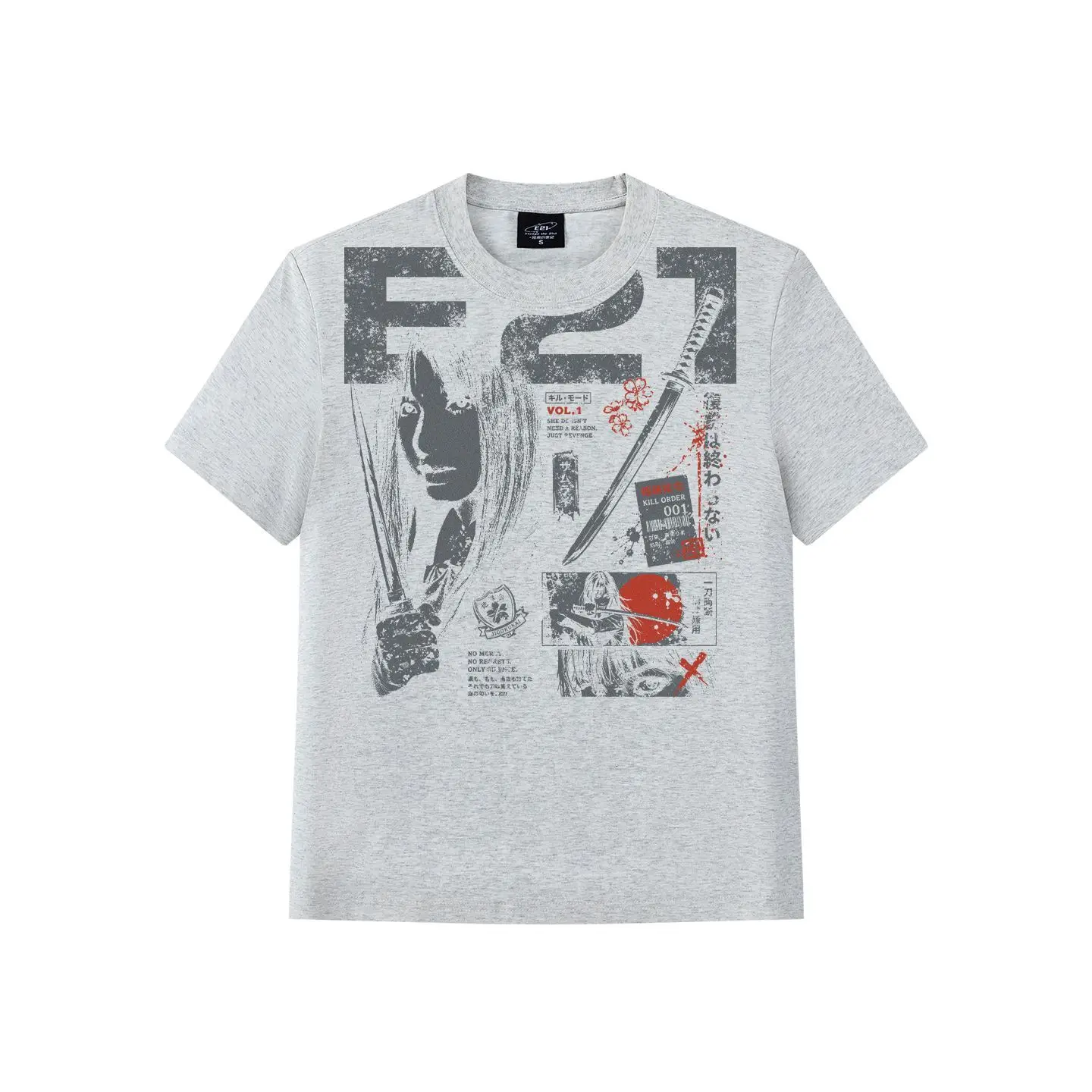 E21 Summer Street Vintage Shoulder Short Sleeve Kill Bill Movie Printing Trend Handsome Top Trend [Shipped within 15 days]