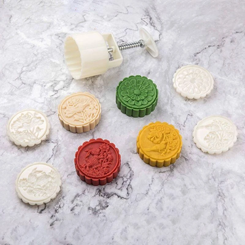 Mooncake Mold 125g Flower Stamp Set Handmade Bake Cranberry Bun Attachment