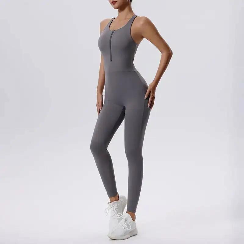 

Women Gym Running Jumpsuit Super Stretch Slim Fit One Piece Yoga Suit Breathable Quick Dry Workout Clothes Female Sportswear
