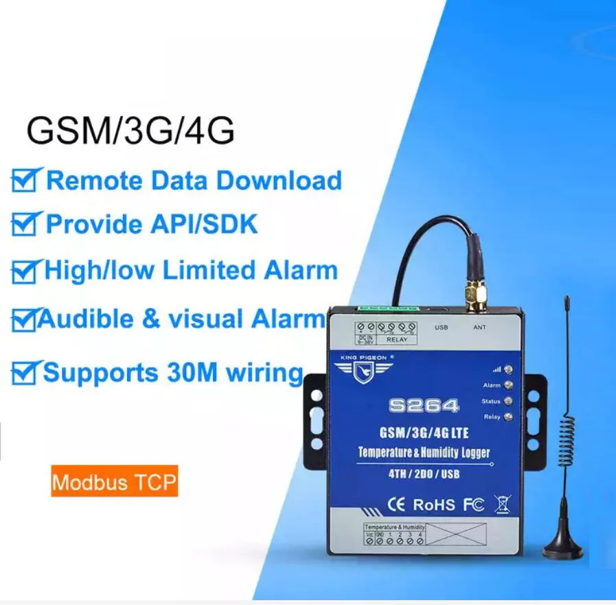 Wireless Temperature Humidity Data Logger 3G 4G LTE Monitoring System Remote Data Acquisition RTU with Temp sensor