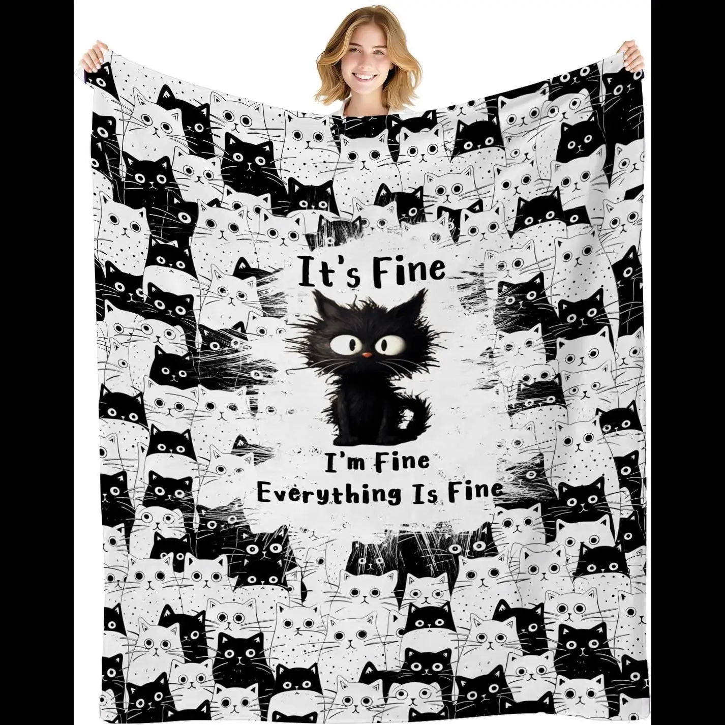 AXULUXAL Cat Blanket x Ultra Soft Flannel Throw for Cat Lovers Perfect Gift for Women Girls Who Love Black Cats