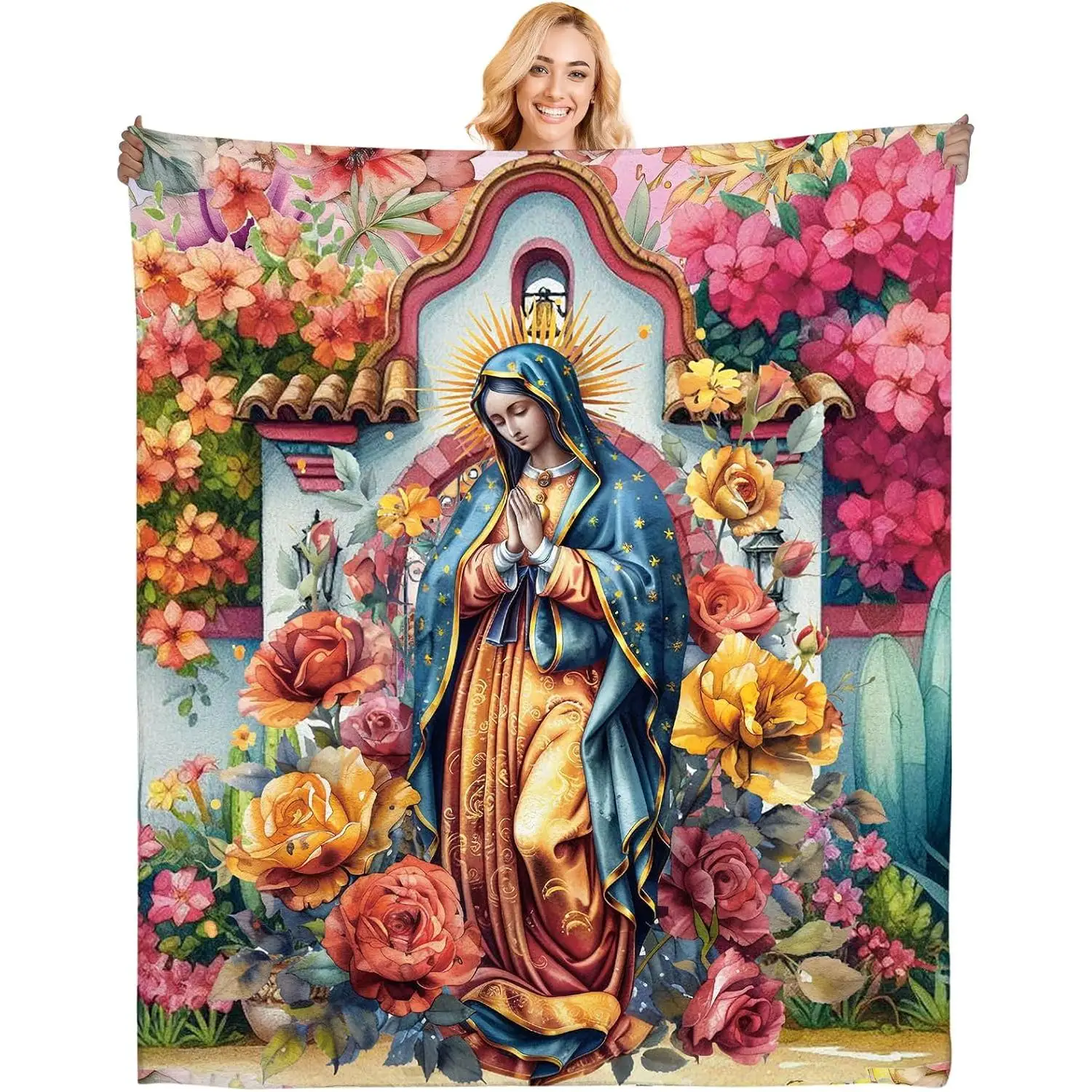 Our Lady of Blanket for Women Religious Christian Bible Verse Prayer San Marcos Throw Blanket Manta