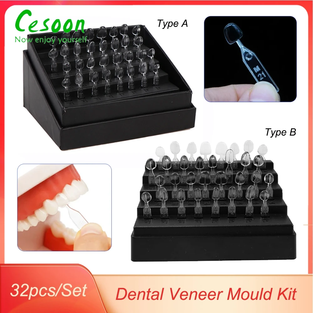 

32Pcs/Box Composite Resin Dental Veneer Mould Kit Mold Light Cure Autoclave Anterior Front Teeth Mould Teeth Whitening Tools