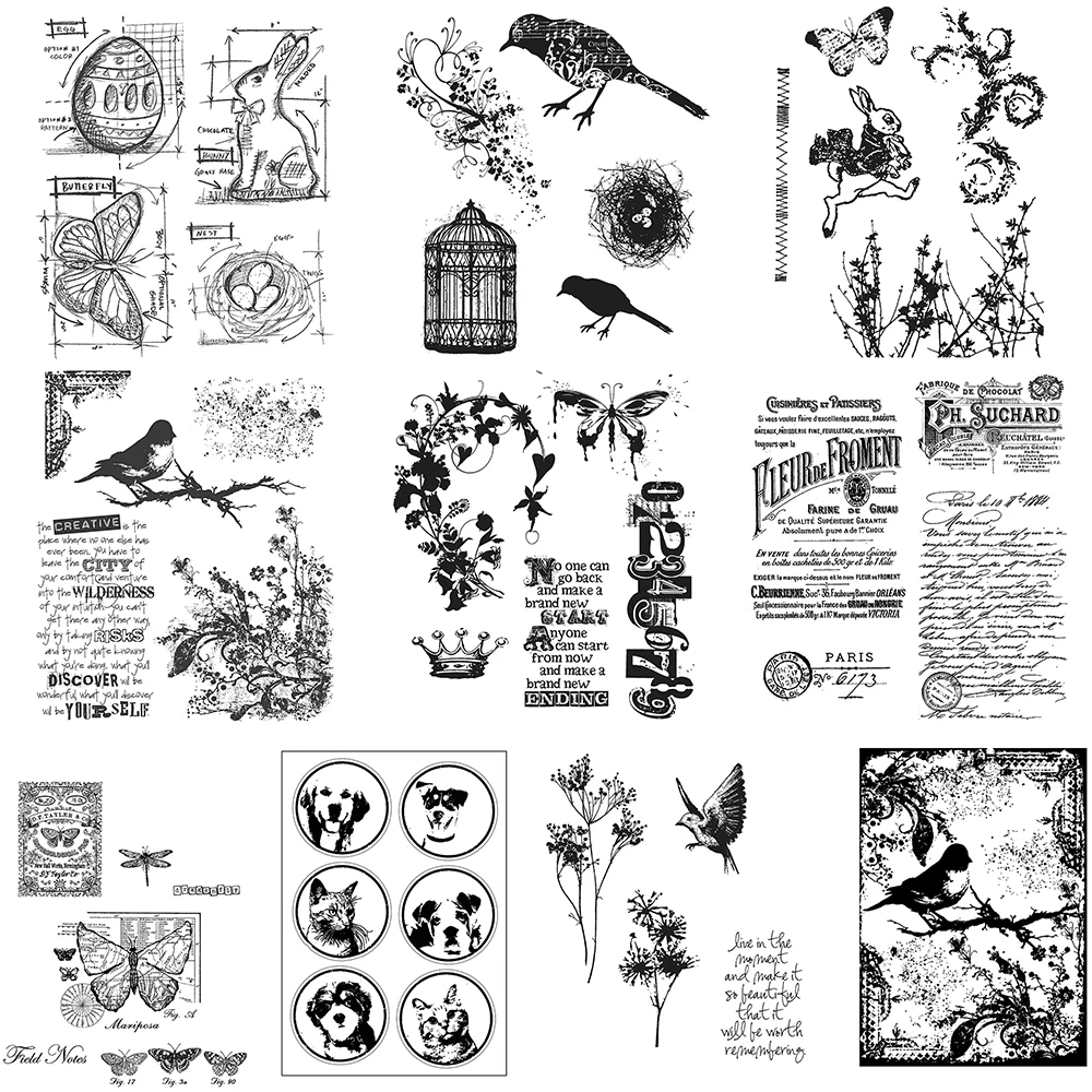 Easter Blueprint Spring Sprung Clear Stamp Tattered Sparrow Rubber Stamps Silicone Stamps for DIY Scrapbooking Photo Album Card