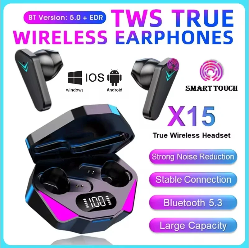 X15 TWS Wireless Earphone 5.3 bluetooth Headphone 65ms Low Latency Earbud Esport Gaming Headset Gamer with Mic For xiaomi iphone