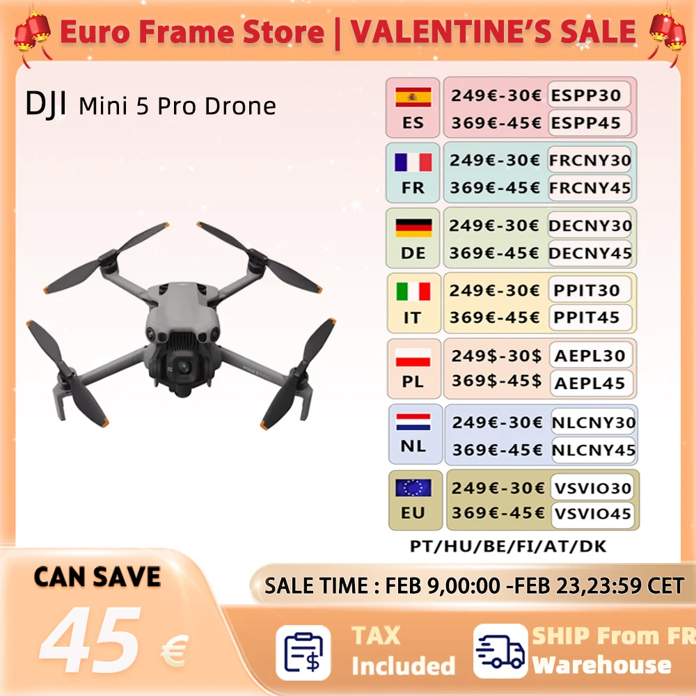 Drone DJI Mini 5 Pro ultra-léger et pliable avec caméra 1 pouce CMOS omnidirectionnel détection d'obstacles Active Mini 5 Pro