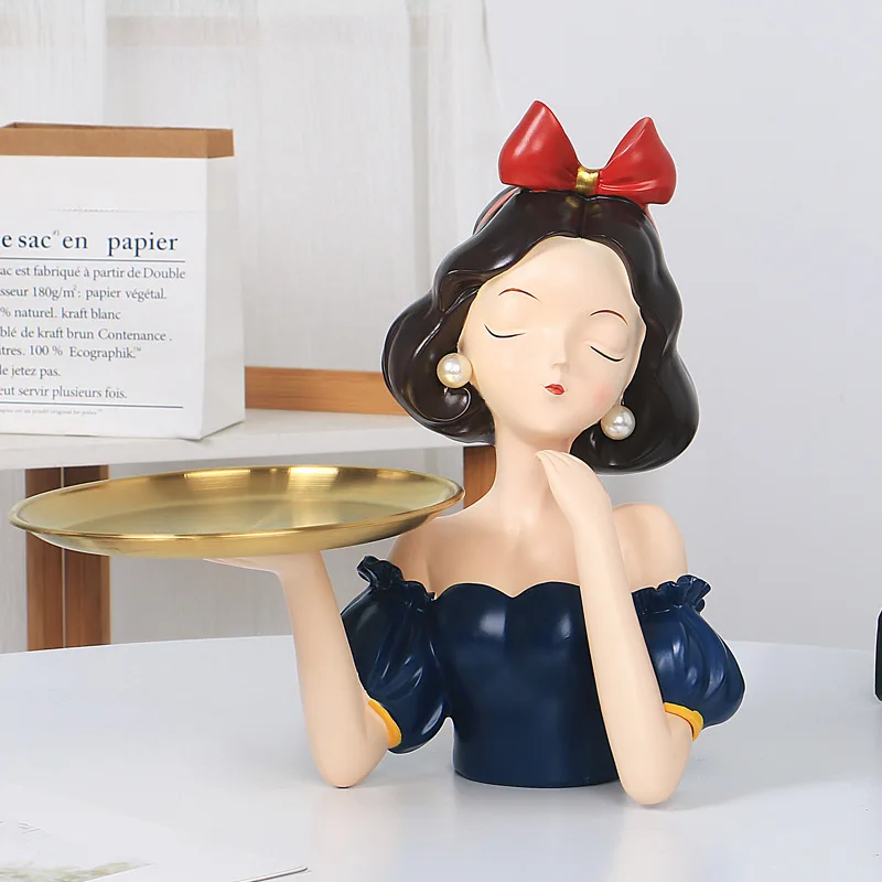 Nordic Creative Girls Storage Tray,Resin Ornaments,Home Decor Crafts,Statue, Office Desk Figurines, Decoration Accessories, Gift