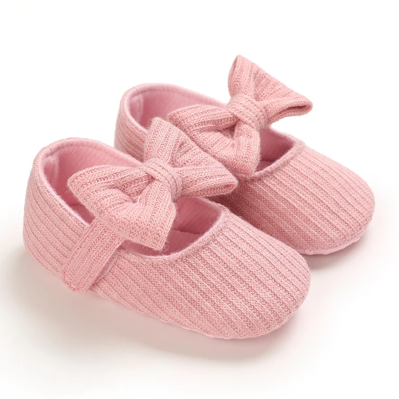 Cute Baby Girl Shoes Knitted Cotton Flat Shoes Arched Soft Sole 0-18M Newborn Princess Shoes Walking Shoes
