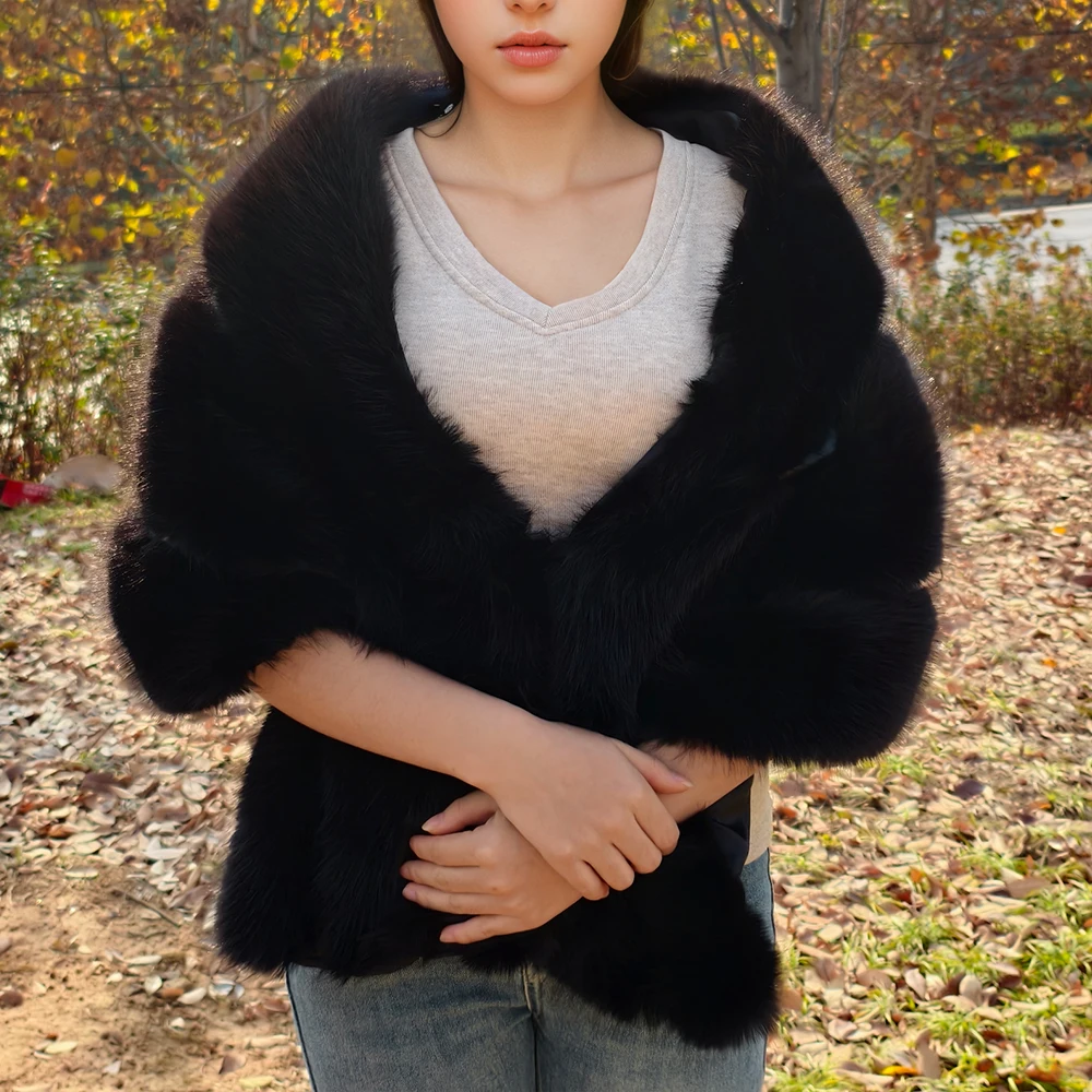 A Handcrafted High-End Autumn and Winter Solid Color Leather Faux Mink Fur Shawl for Weddings. Fashionable and Versatile, Simple Women's Shawl Suitable for Warmth, Travel, and Cold Weather A Must-Have for Winter Travel, Playing in the Snow, Taking Photos, and Capturing Great Images.