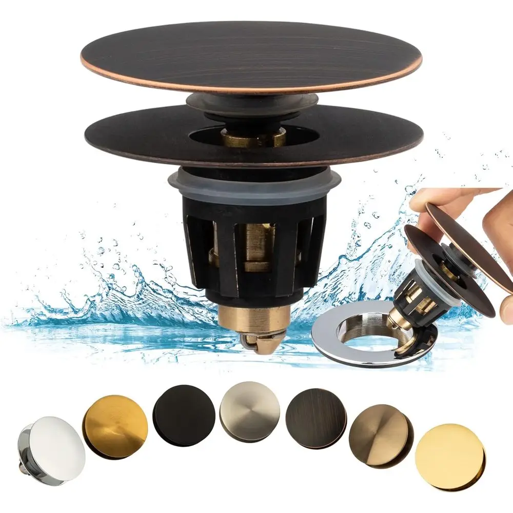 

Bathroom Sink Drain Stopper with Removable Hair Catcher, Oil Rubbed Bronze Finish