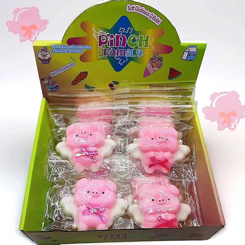 귀여운 만화 천사 돼지 짜기 꼬집기 장난감, 재미있는 돼지 리바운드, 성인 어린이 벤트 스트레스 해소 장난감, 생일 선물