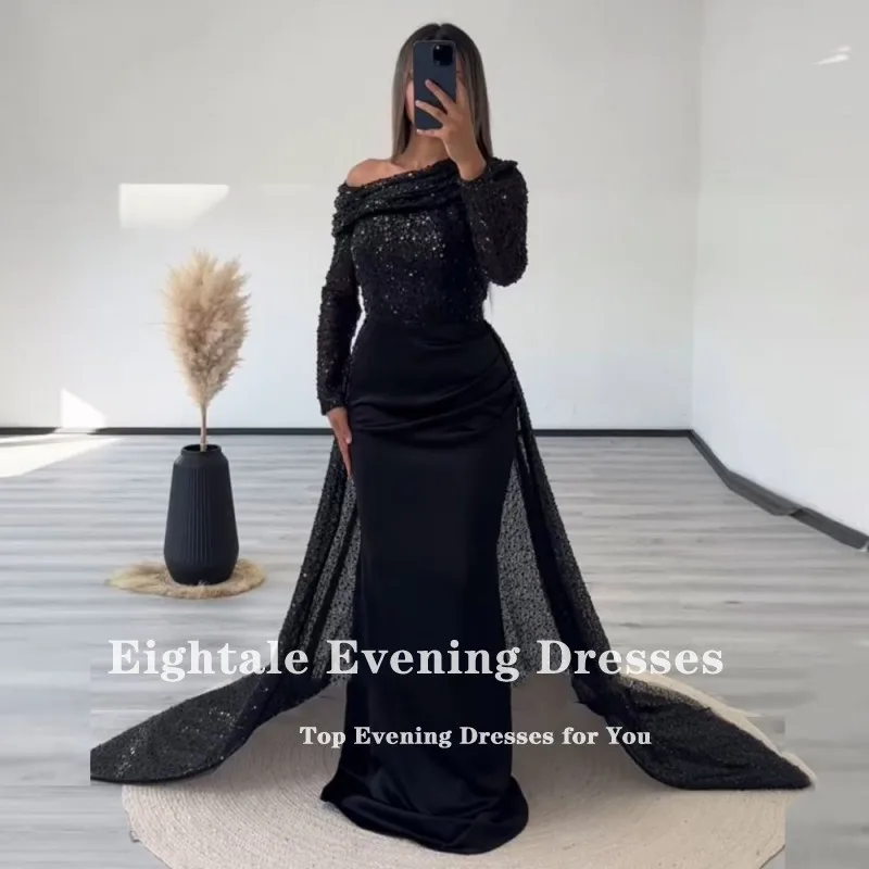 Eightale Elegant Evening Dresses Sequin Top Satin Skirt Customized Mermaid Prom Gown Wedding Party Dress Vestidos De Noche