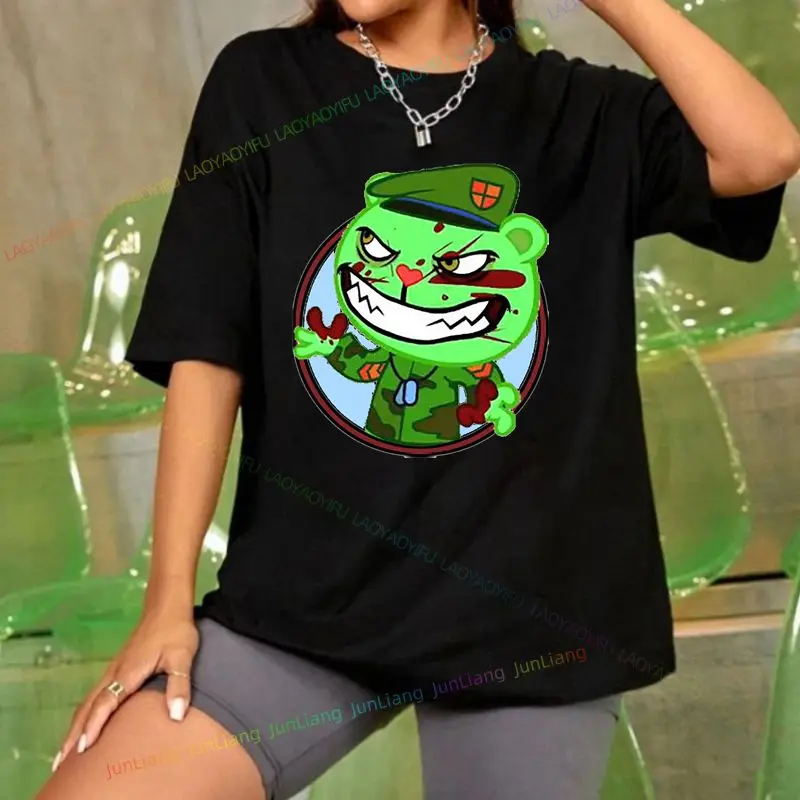 Funny Happy Tree Friend Candy Kill Cartoon Graphic T-shirt Street Fashion Kawaii Fun Shirt Gift New Cotton Top From Girlfriend