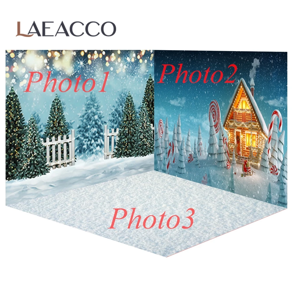 Winter Christmas Photographic Backdrops Set of 3pcs Pictures Child Party Indoor Portrait Photocall Background Xmas Tree Decor