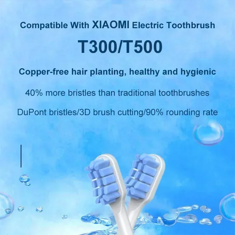 샤오미 미지아 T300/500/700 브러시 헤드, 소닉 전동 칫솔, 부드러운 듀폰 강모 브러시, 진공 노즐 교체 가능, 10 개