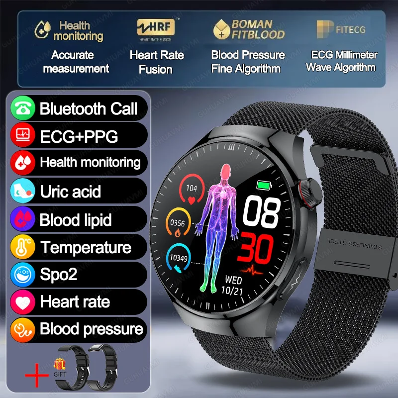 2025 New GT5 Pro Micro examination Health SmartWatch Sapphire AMOLED Screen ECG+PPG Blood fat Uric acid Organ monitor smartwatch