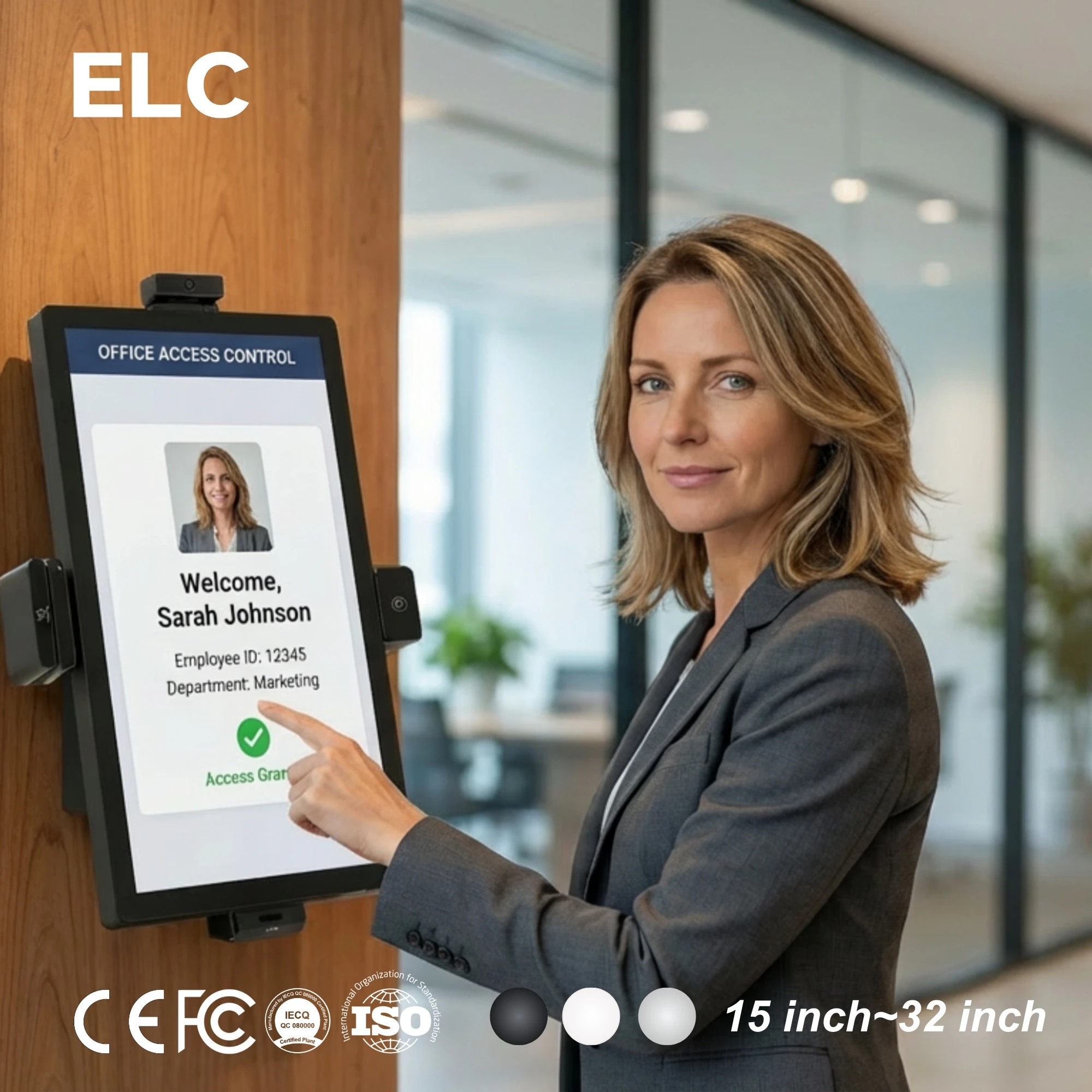 Office Building Visitor Management Wall Mount Kiosk Android 14 Face Recognition Access Control Terminal Poe Power Supply