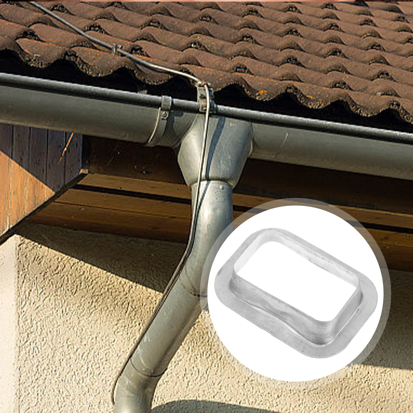 Pipe Connector Rain Gutter Raining Outlet Replacement Adapter 970X690X200CM Part Silver Drain Draining Roof