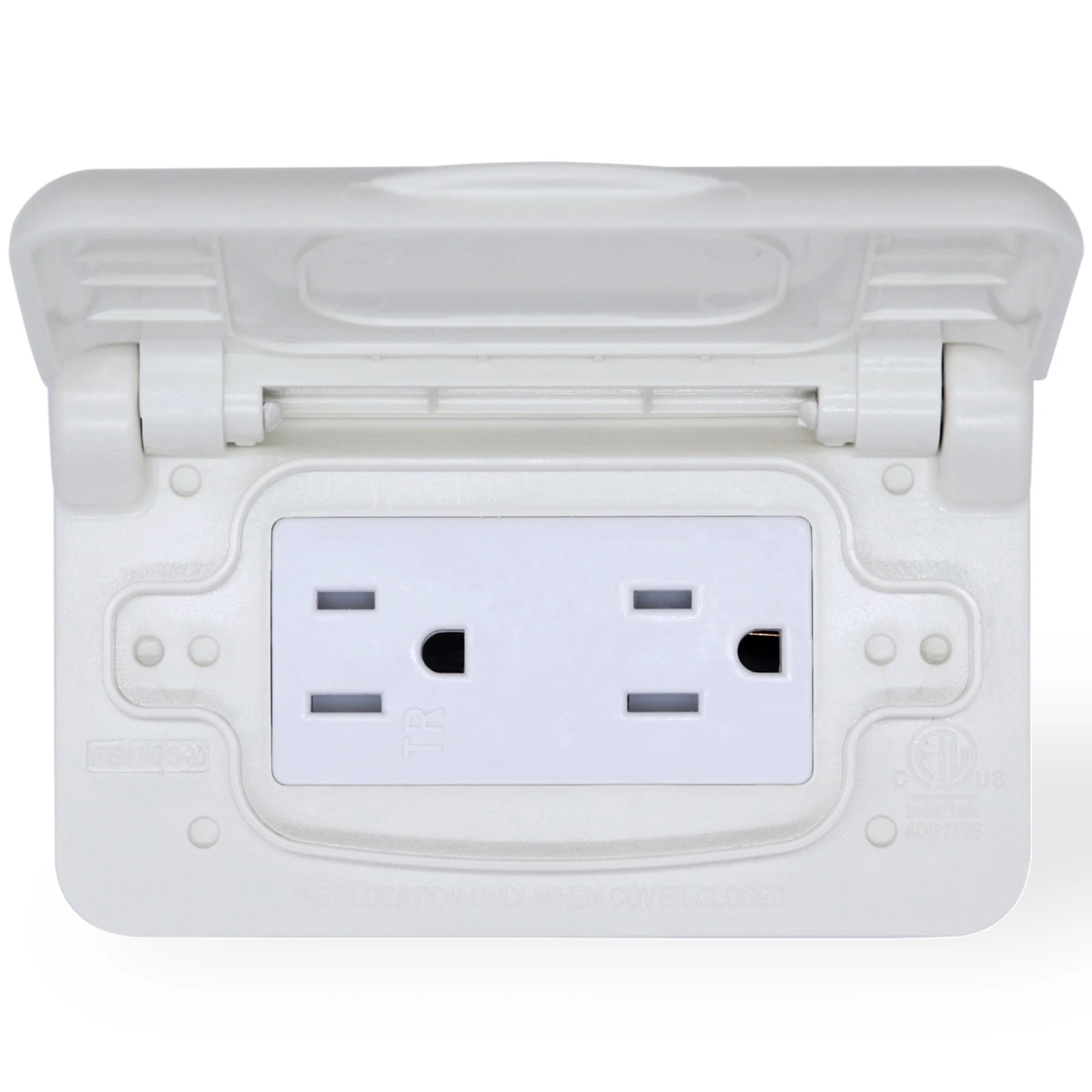 Weatherproof RV Power Outlet with Spring-Loaded Cover 15A/20A 125V Horizontal Mount Electrical Receptacle Inverters