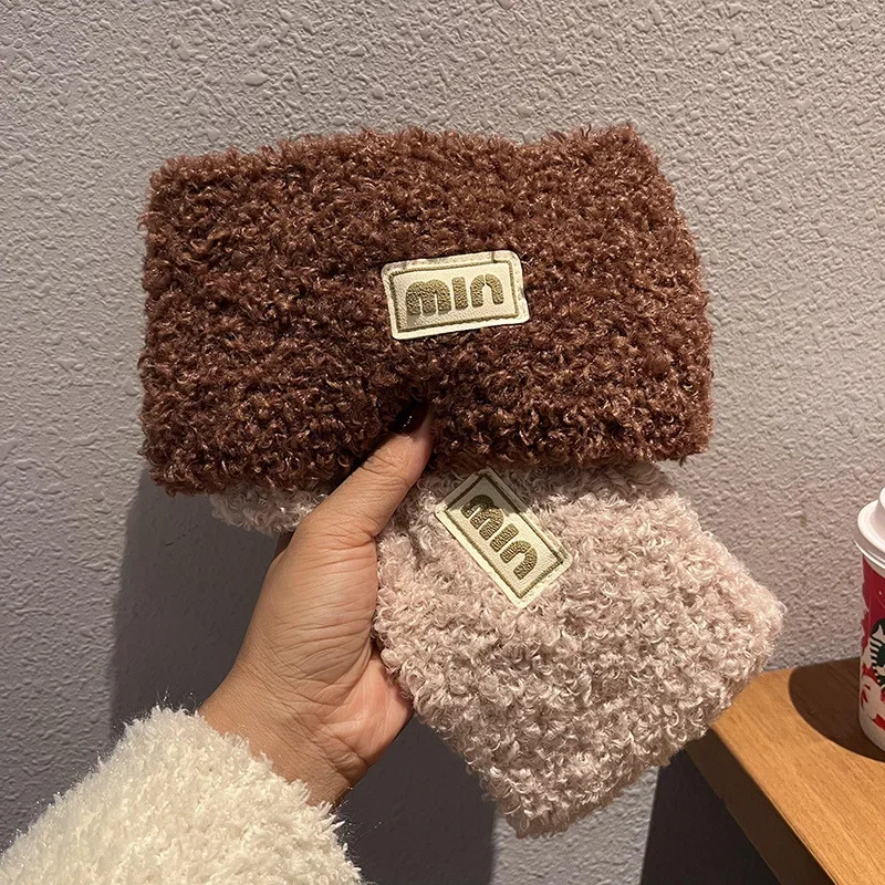 1 قطعة تيدي المخملية محبوك عقال المرأة الخريف والشتاء الموضة اليومية ارتداء حزام عقال واسعة حافة سدادات حماية الأذن الدافئة