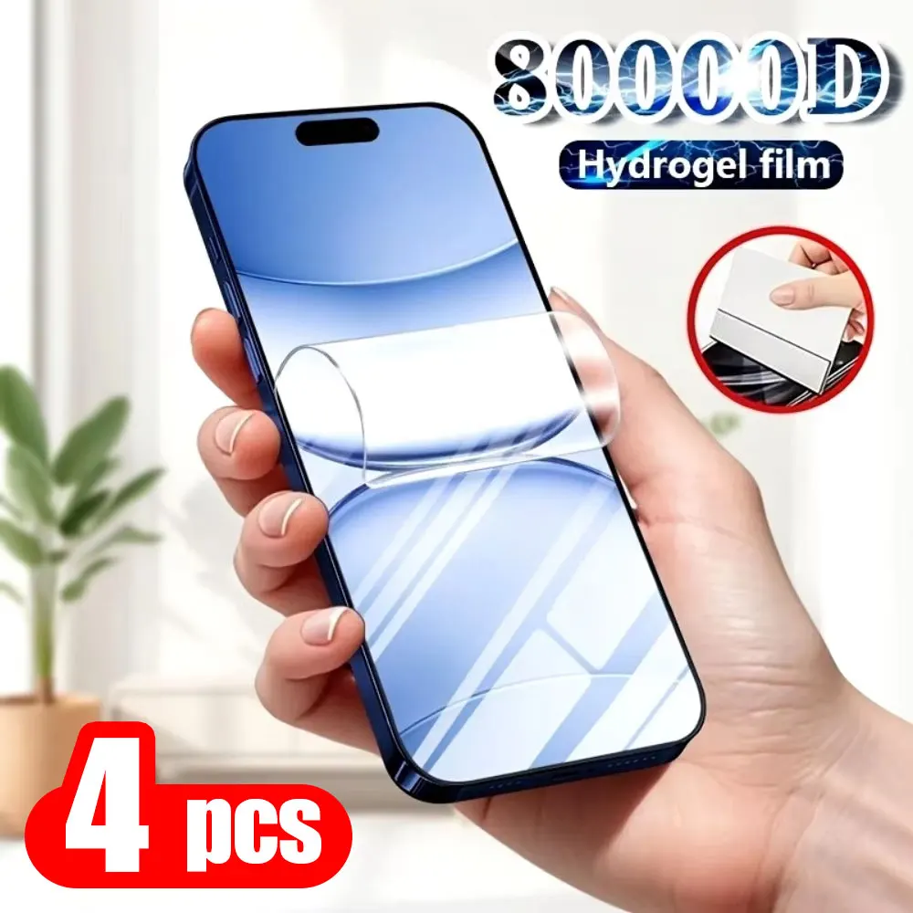 

4PCS Hydrogel Film For iPhone 17 16 15 14 Pro Max Air Anti-Shatte Screen Protector Film For iPhone 15 16 14 13 12 11 XR XS MAX