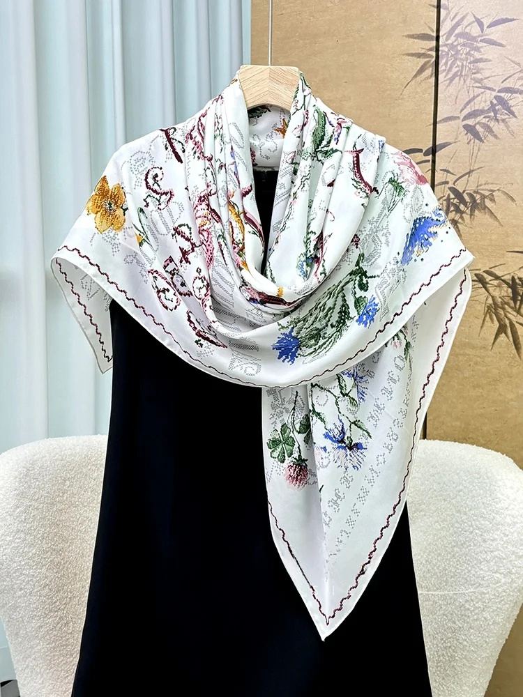 Echarpe-chale-rustique-en-mousseline-de-soie-brodee-au-point-de-croix-106-cm-printemps-automne-motif-floral-en-soie-accessoire-decoratif-pour-femme