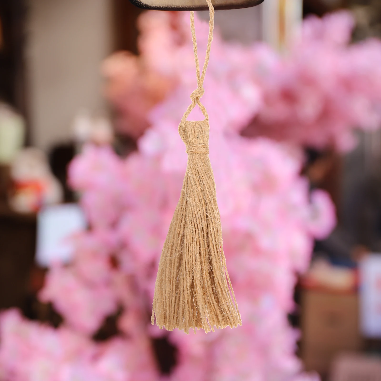 

6pcs Burlap Tassels Decor Jute Fringe Tieback Curtain Key Small Twine Beads Ropes Home Wedding Party Fall Craft