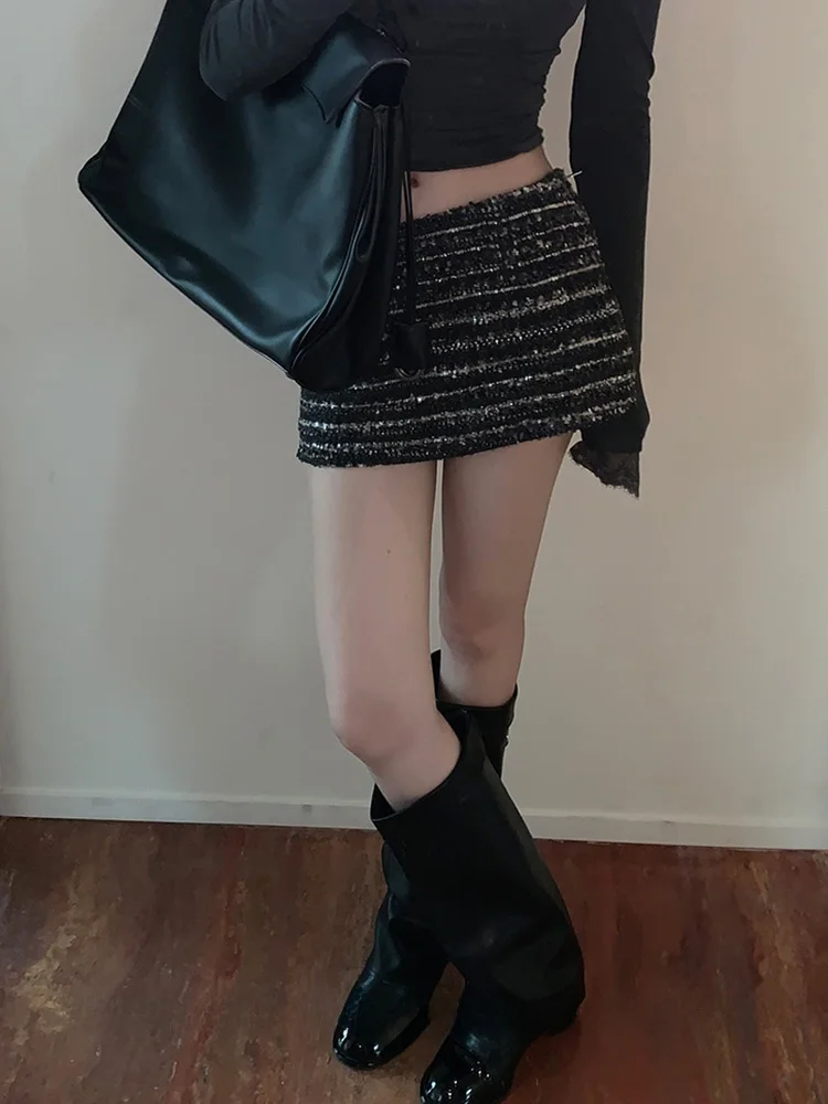 

Черная юбка с пайетками, прямого кроя, с высокой талией, женская, облегающая, осенне-зимняя, элегантная, короткая, юбка-карандаш