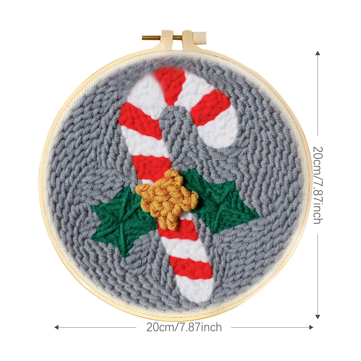 Ruopoty Christmas Crutches Pattern Punch Needle Embroidery Starter Kits For Beginners Yarns Embroidery Hoops Christmas Gift