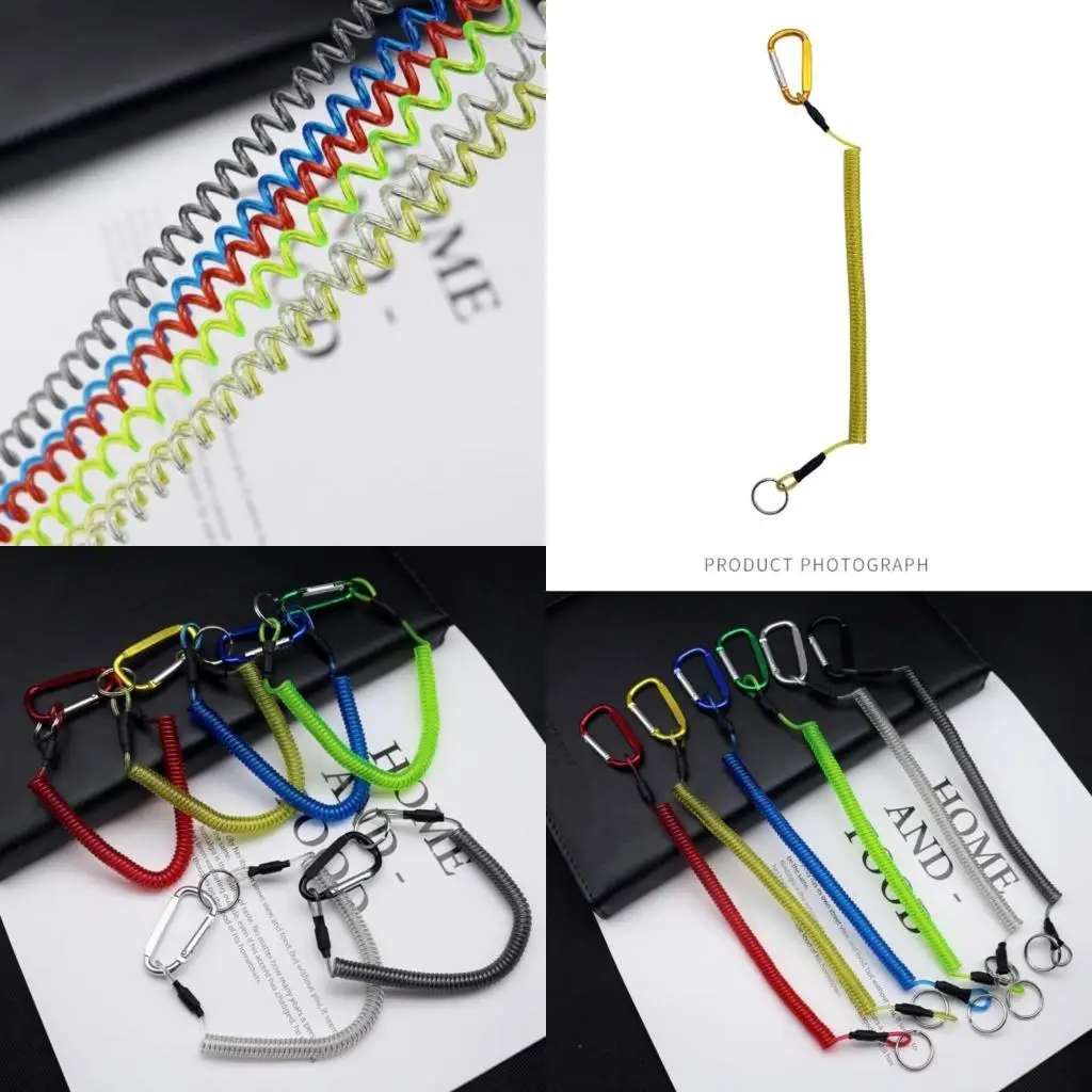 

Y1UC Spring Fishing Lanyard Coiled Tether with Metal Clip 35cm Safety Fishing Lanyard for Pliers Boating Fishing Heavy Duty