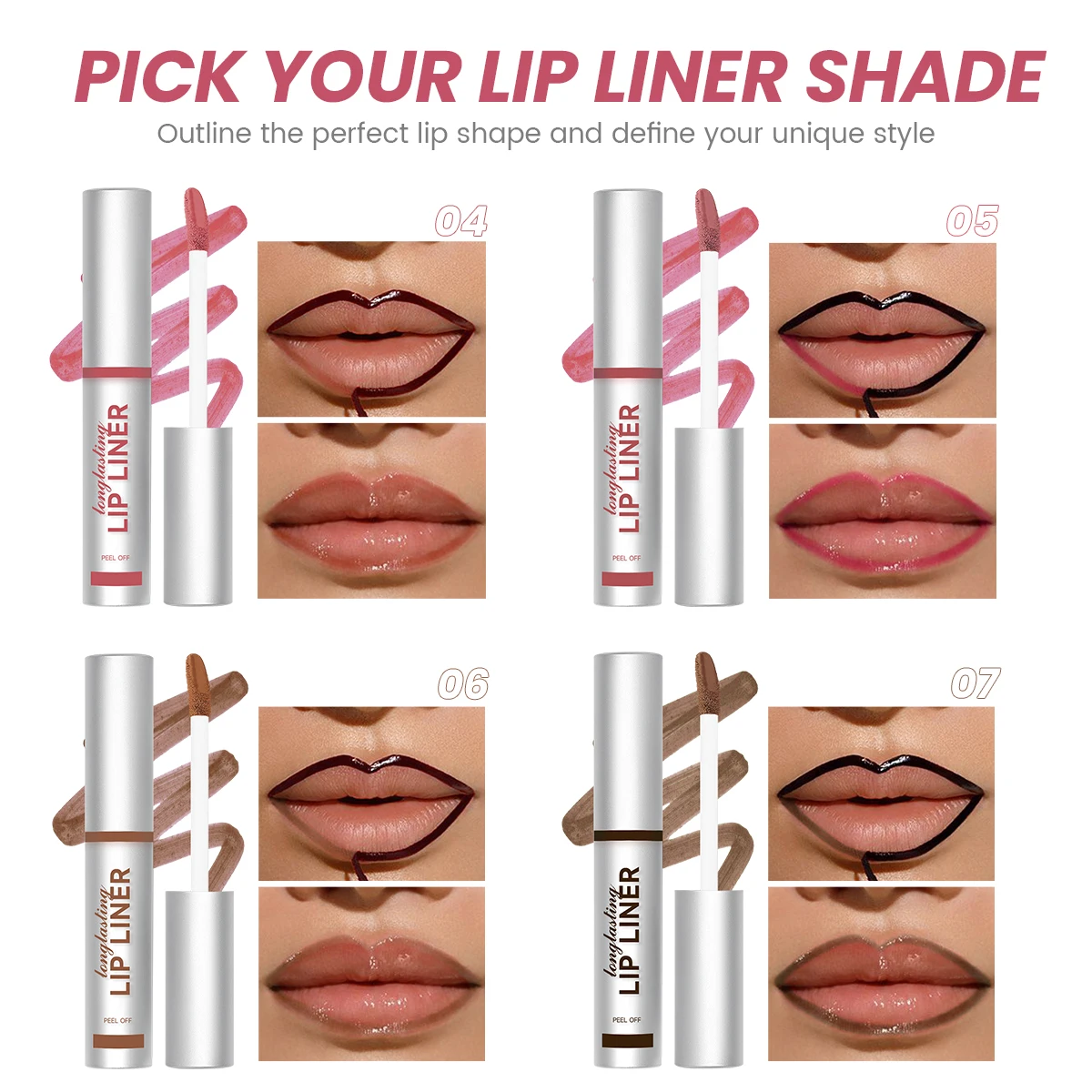 Tear Off Design Lip Liner, Create Custom Lip Line, Waterproof Matte Lip Tint, Long-lasting Easy To Peel High Color Rendering