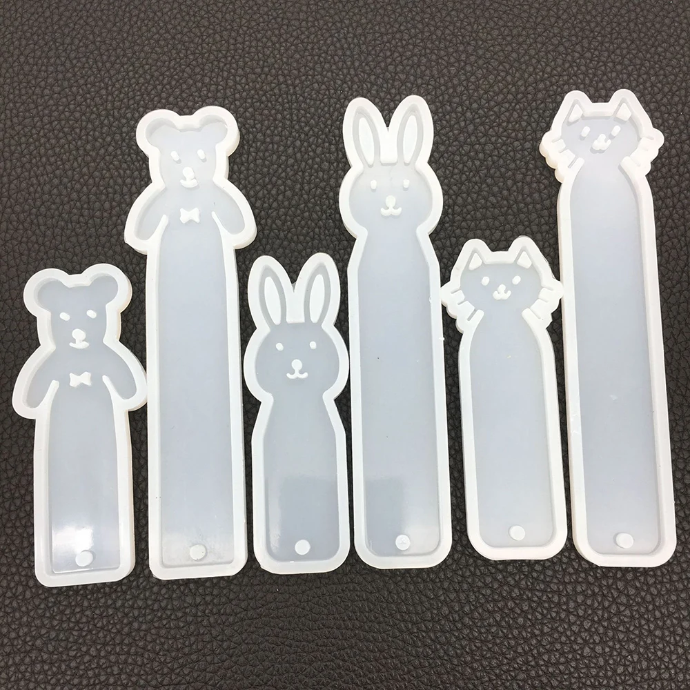 Silicone world Rectangle Silicone Bookmark Mold DIY Cute Animals Bookmark Mould Making Epoxy Resin Jewelry Craft Silicone Mold - Image 2