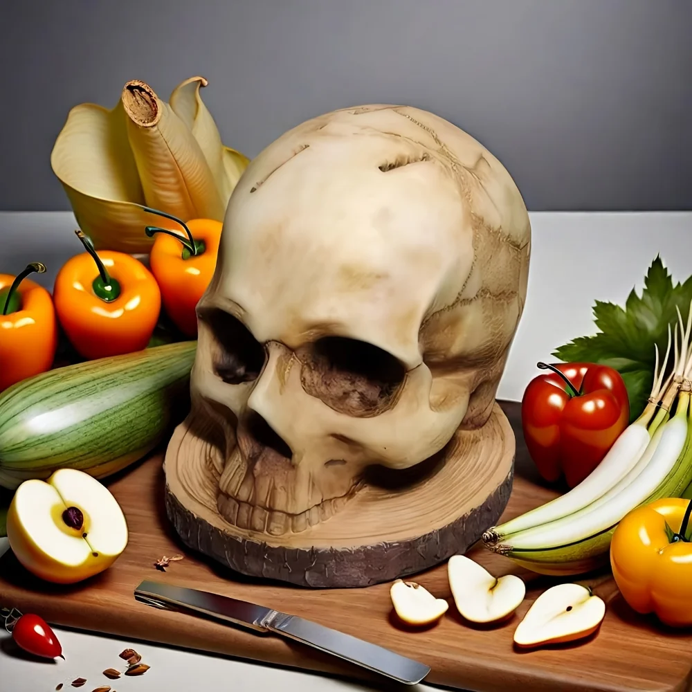 Kitchen Knives Holder Skull Skeleton Knives Stand Scary Party Storage Rack Decor Horror Head Organizers Rack Kitchen Accessories