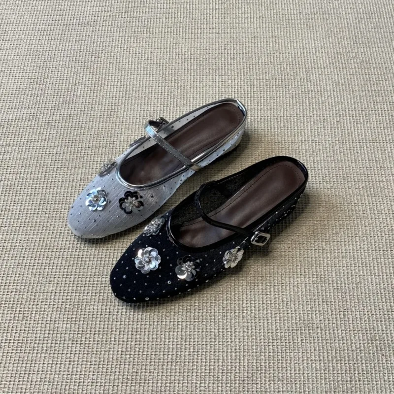 

New Women's Shoes Exquisite Air Mesh Muller Slippers for Woman Fashion Flower Baotou Casual Shoe Designer Shoes Zapatos De Mujer