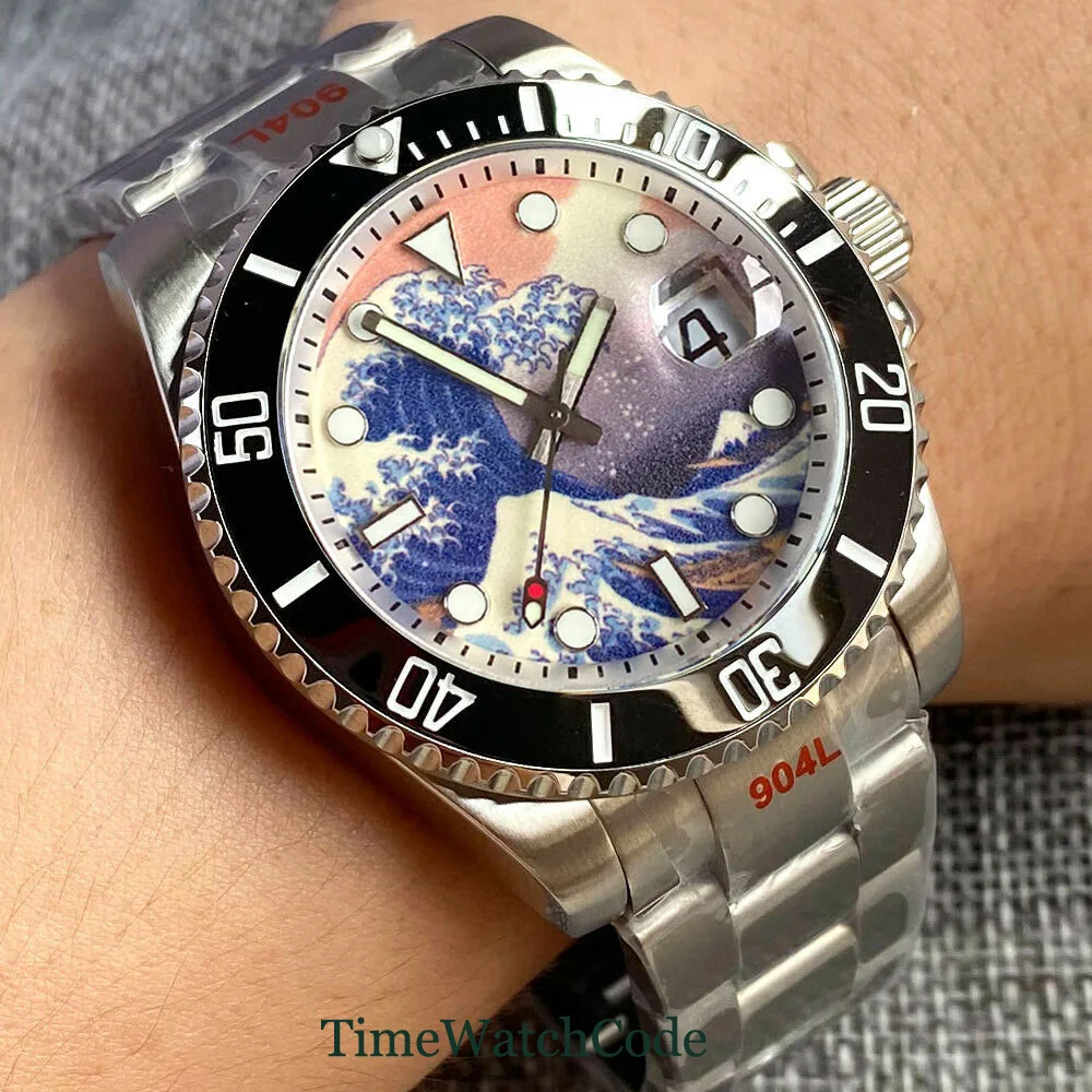 

200m Waterproof NH35A/PT5000 Movement Sapphire Crystal Men's Automatic Watch 40mm Luminous Kanagawa Dial Date 316L Bracelet