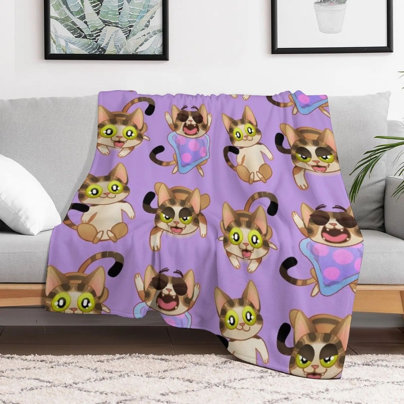 Gilbert the kitten pattern! 3 Throw Blanket Sofas Thin Blankets