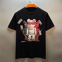 2025 Summer New High-quality Street Cartoon Baseball Bear Print High Street American Casual Men's And Women's T-shirt Top
