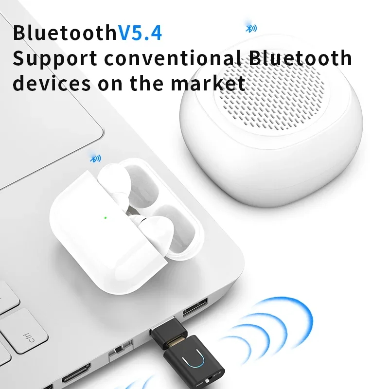 Audio LC3 Bluetooth-fit 5.4 Audio Transmitter aptX-LL/HD Type-c Wireless Stereo Music Adapter with Auracast for PS4/5 PC TV