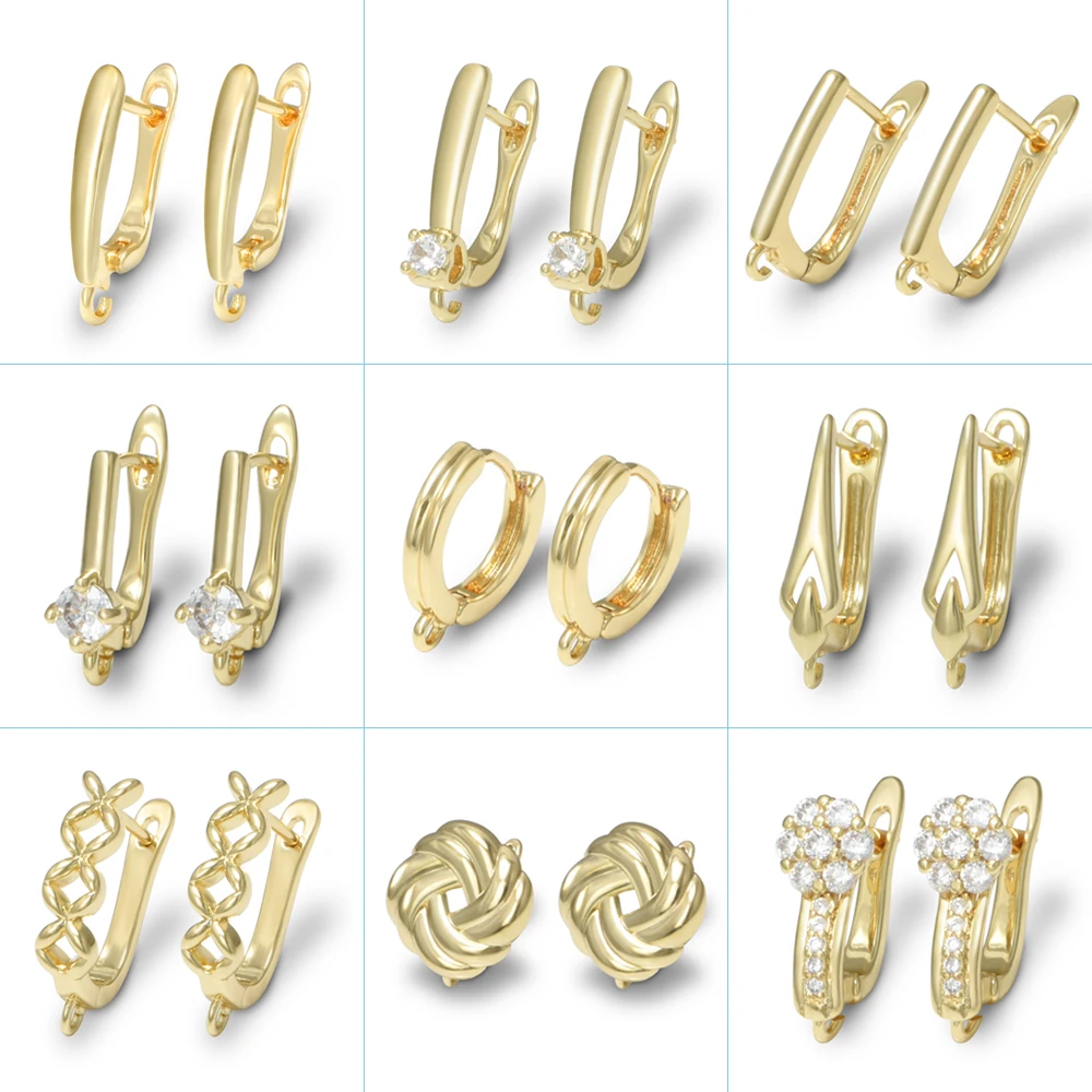 1 Pair NEW 18K Gold Plated Color Earring Hooks Finding Accessories For  Woman Earrings Handmade Wedding Jewelry Making Supplies