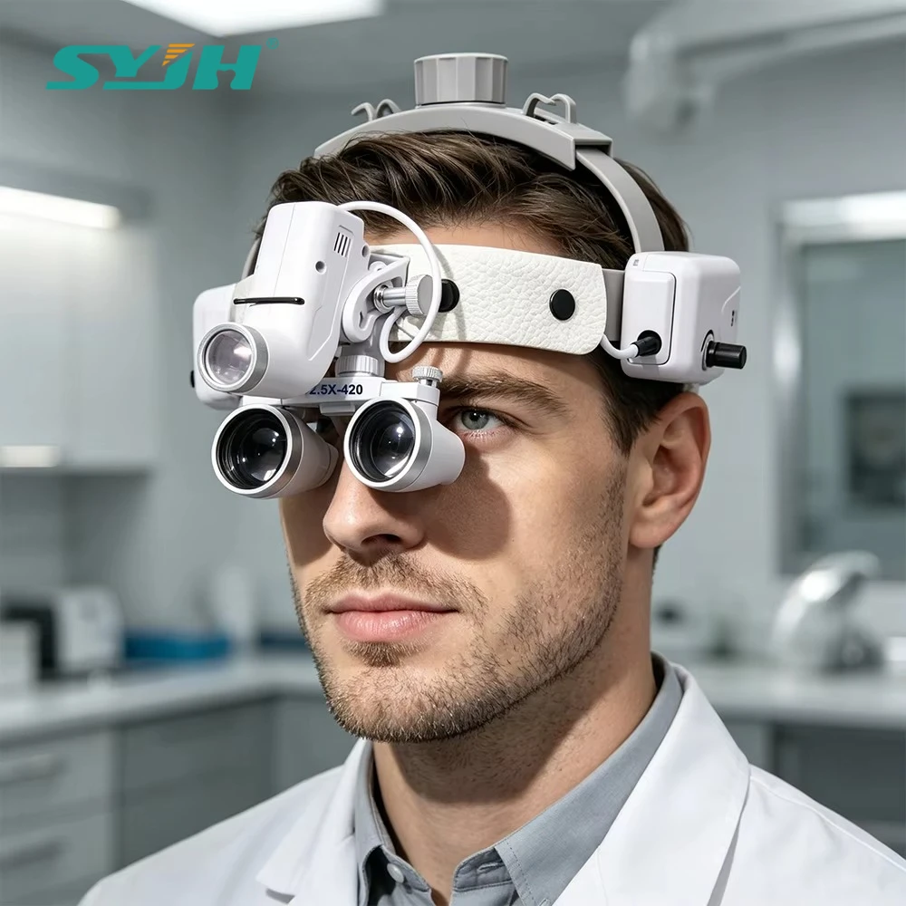 5W LED Dental Headlight for Binocular Loupes 2.5X 3.5X Adjustable Brightness Spot Surgical ENT Medical Optical with Metal Box