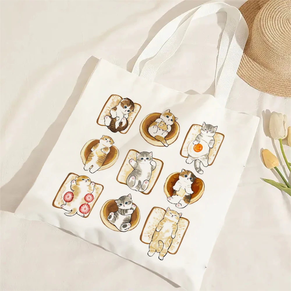Kawaii Katze Leinen Einkaufstasche Grafik Harajuku Frauen Tote Handtasche Große Kapazität Frauen Schulter Taschen Eco Mode Mädchen Handtaschen – Detail 15