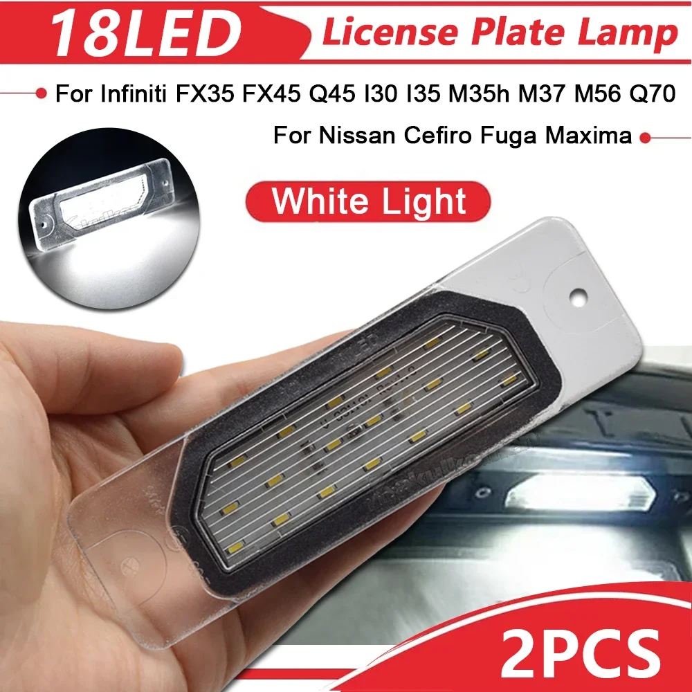 For Infiniti FX35/45 Q45 I30/I35 M37/M56 Nissan Cefiro Fuga Maxima White Error Free Led Number License Plate Lights Lamp 2PCs