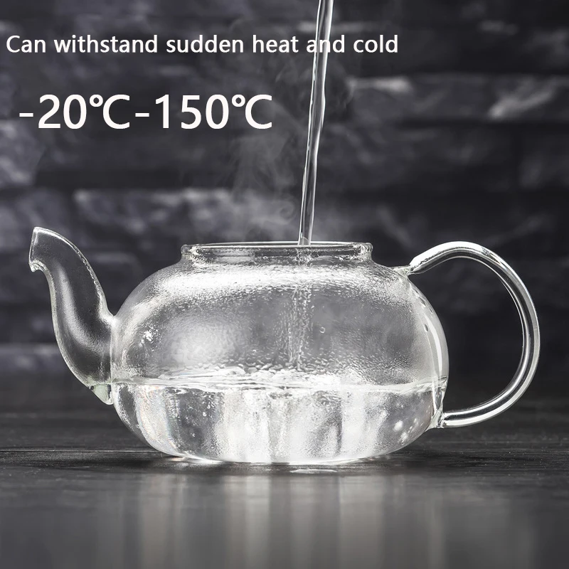 YWDL 400/600/1000ml Clear Glass Teapot With Removable Infuser Stovetop Safe Loose Leaf And Blooming Teapot Heat-resistant