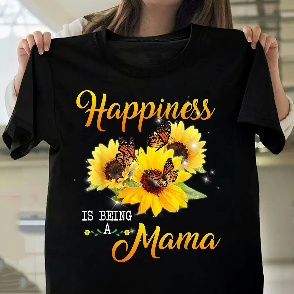 

Happiness MAMA Sunflower Print Women T Shirt Short Sleeve O Neck Loose Women Tshirt Ladies Tee Shirt Tops Camisetas Mujer